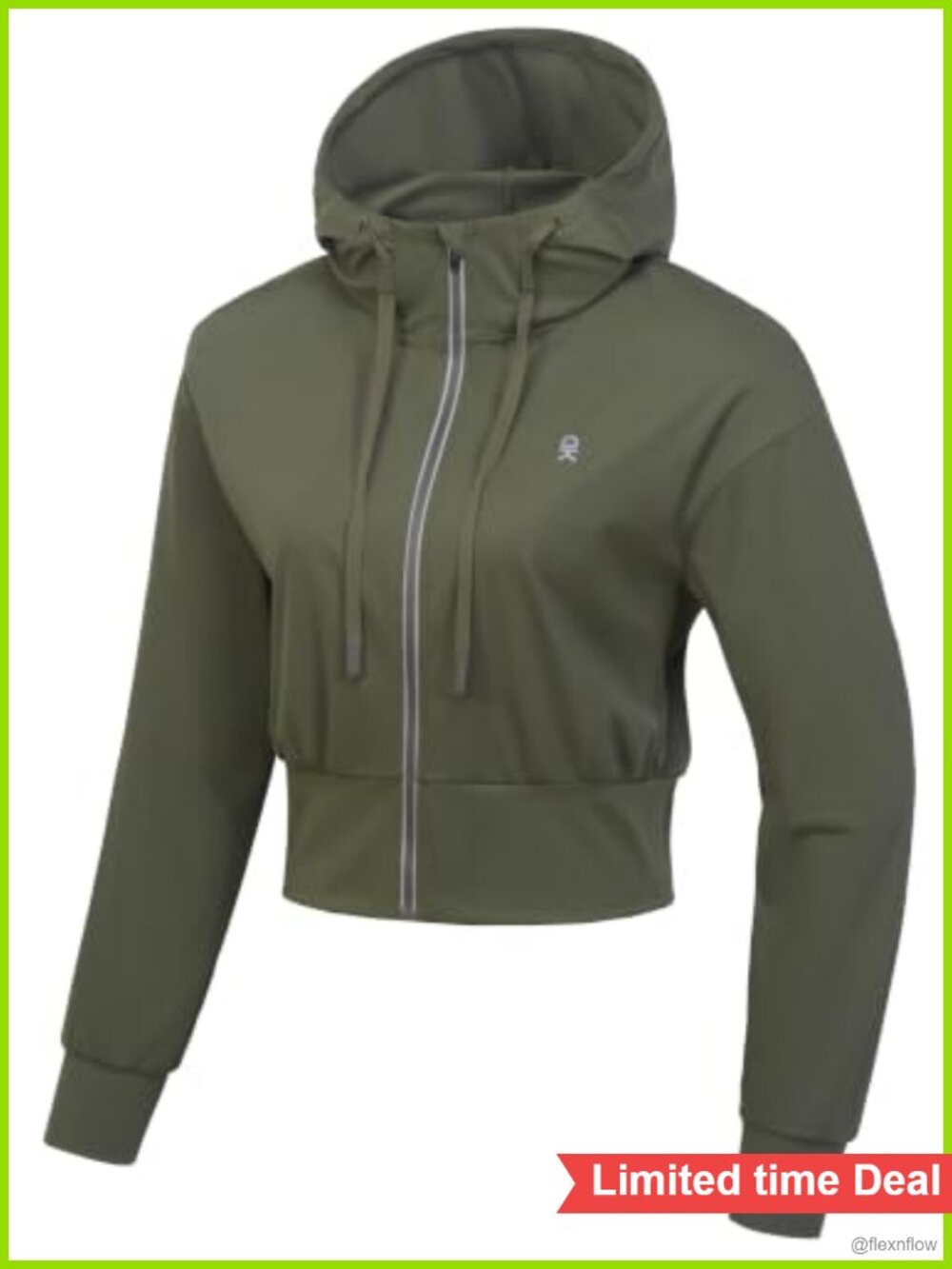 Women's Cropped Zip Up Hoodie Athletic Jacket 4-Way Stretch Lightweight